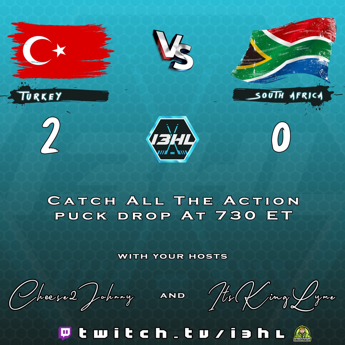 Tune in tonight to the i3HL network for a couple of big games in our season 13 finals!

<a href="/rudabega6/">#LFGM</a> (Chees2Johnny) &amp; @ItsKingLyme will be on the call. (Broadcasted by <a href="/CellyHrd/">𝐶̧𝑒̈𝑙𝑙𝑦̈ℎ𝑟𝑑</a> )

Help us get to 1000 followers, we are so close!

Game 3 starts at 735p EST on twitch.tv/i3hl