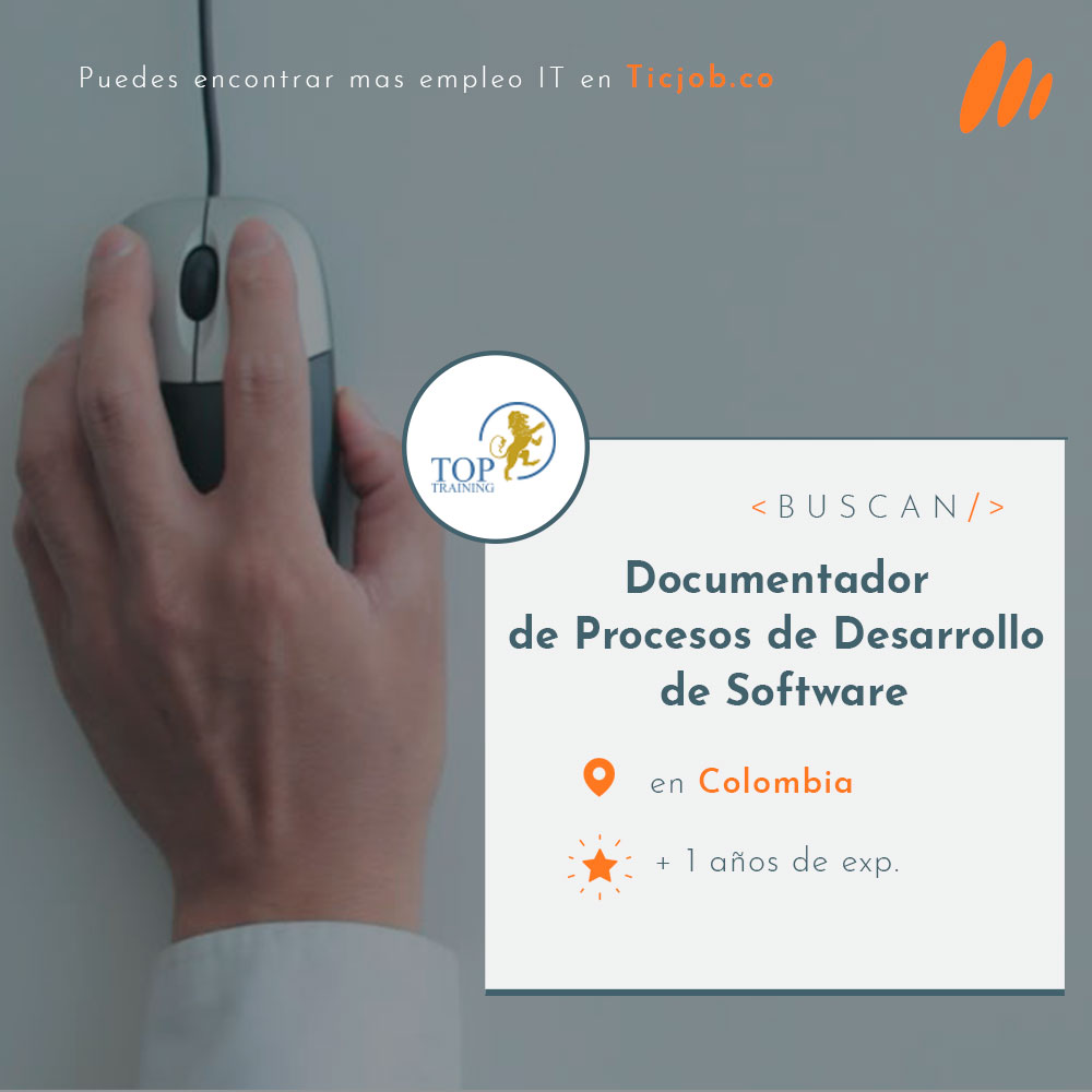 ticjobco's tweet photo. 🧏🏽♀️#TopTraining busca 👀de un talento como el tuyo, #Documentador de #Procesos de #Desarrollo de #Software en 📍#Colombia
¡Tú momento es ahora, revisa 🧐, aplica ✅ o comparte en tu red 📲
✍🏽https://t.co/rZH0dj4pqx
#EmpleoIT#Empleo#WeAreHiring #trabajosíhay #OfertasEmpleo https://t.co/HWJwIghpQe