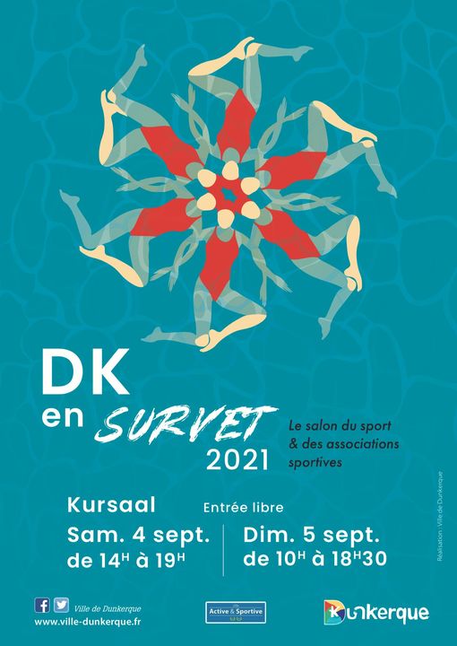 Dunkerque's tweet photo. 🏃‍♀�� L'édition 2021 de #DunkerqueEnSurvêt se déroule ce week-end😊
👉 Idéal pour choisir son sport de la rentrée !
✅ Samedi 4 septembre de 14h à 19h 
✅ Dimanche 5 septembre de 10h à 18h30
✅ Au @DKKursaal 
⚠️ #PassSanitaire obligatoire pour les majeurs 😷 https://t.co/qtUegqjL8G
