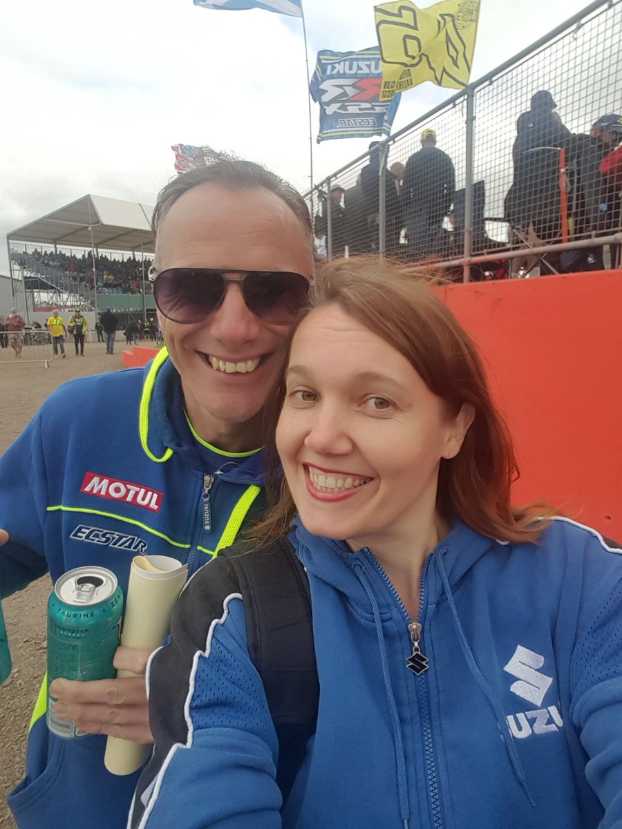 AlisonPottle's tweet photo. Had a good day yesterday celebrating @Rins42 podium @SilverstoneUK . Made this #motulsuperfan @motul very happy. #teamsuzuki @suzukimotogp @SuzukiBikesUK @SuzukiOfficial #AllForOne https://t.co/R1RC0L3SEF