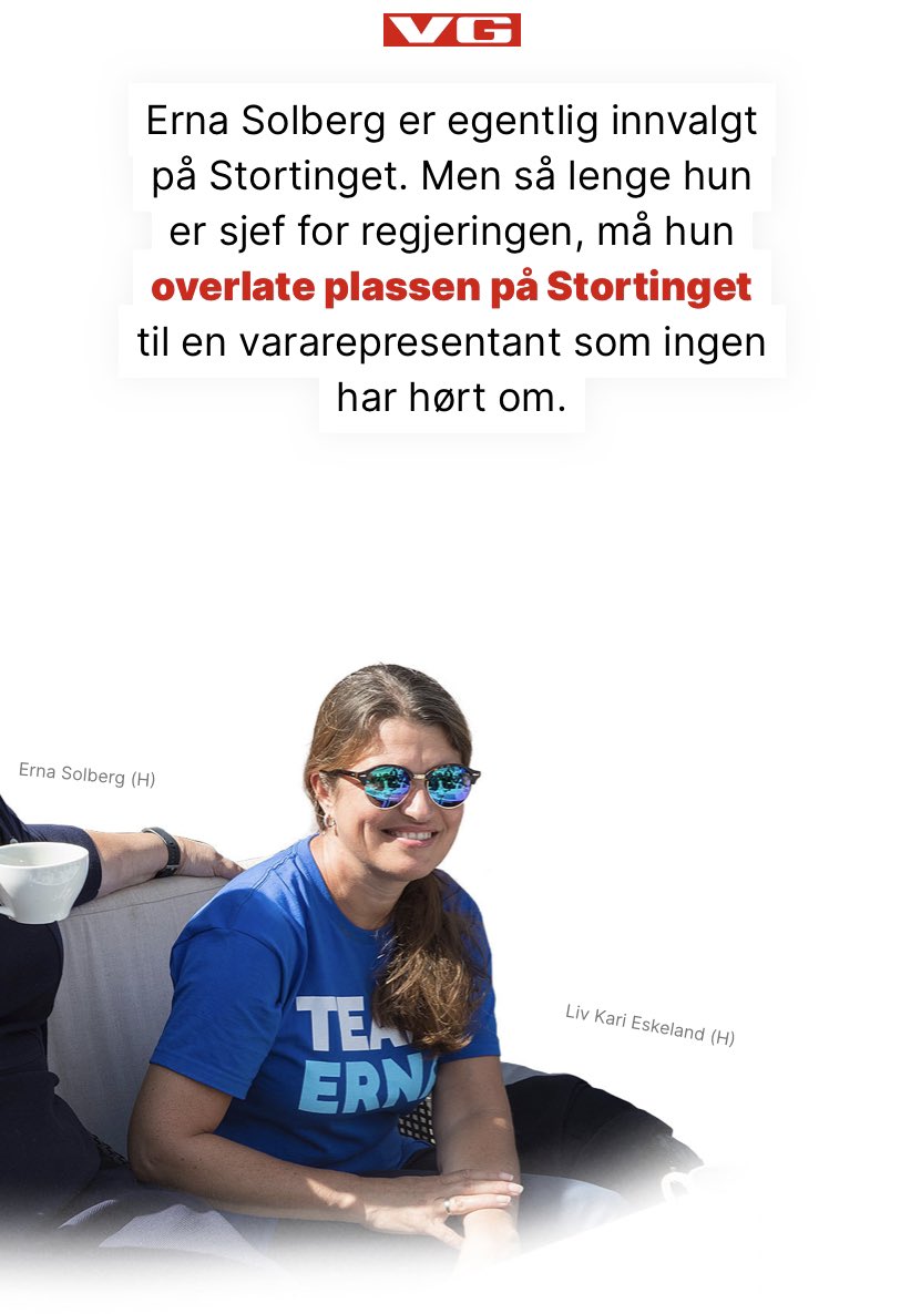 Hei <a href="/vgnett/">VG</a> At dere mener Liv Kari Eskeland er «en vararepresentant som ingen har hørt om», sier egentlig bare at dere er en lokalavis for Oslo og milevis unna å være den riksavisen dere tror dere er.