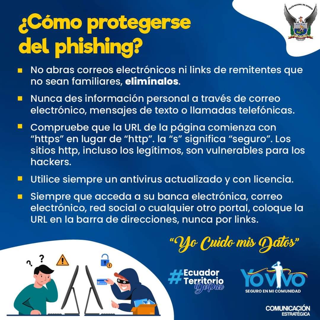 PoliciaEcuador's tweet photo. CIUDA TU INFORMACIÓNℹ️👩🏻‍💻

Toma en cuenta las siguientes recomendaciones👇

#TrabajamosPorTuSeguridad
#EcuadorTerritorioDePaz🇪🇨 https://t.co/EWlk8Dhk28