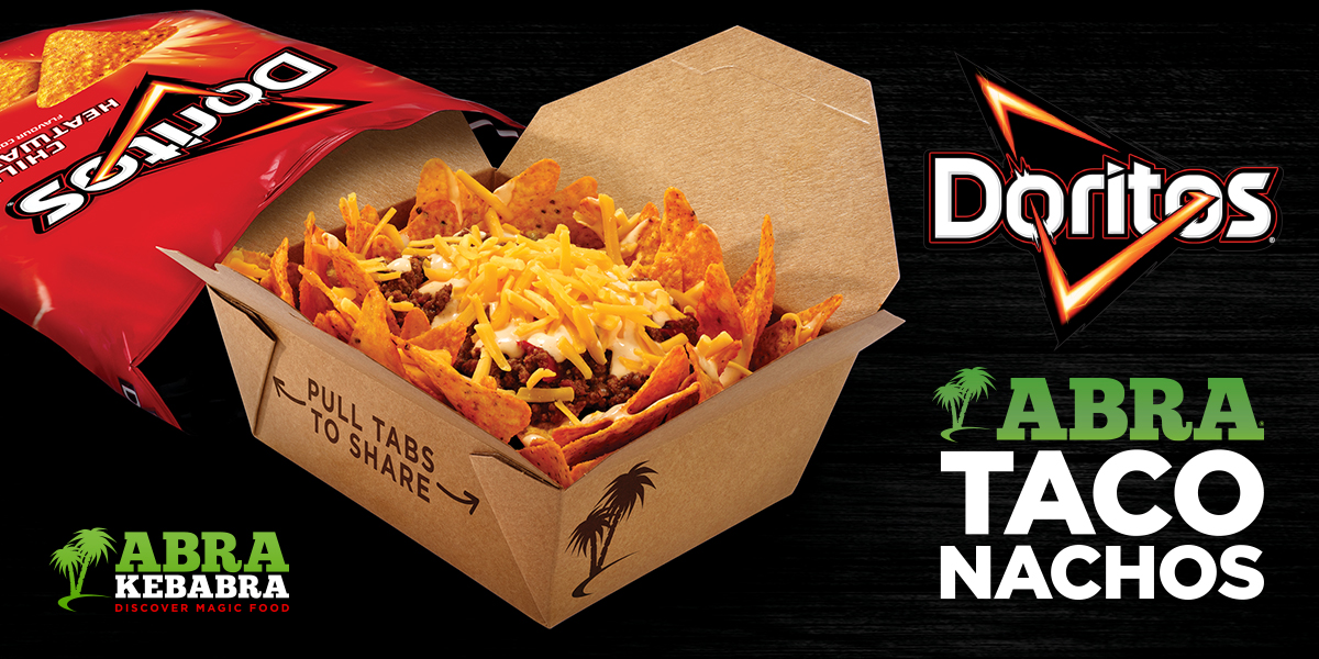 Doritos X Abrakebabra

Introducing <a href="/Doritos/">Doritos</a>® #AbraTacoNachos - the perfect collaboration! 🔥

Tangy Cheese or Chilli Heatwave Doritos tortilla chips loaded with 100% Irish Taco Beef, legendary Abra Taco Sauce and grated Cheddar Cheese! 

#Abrakebabra #DiscoverMagicFood #Doritos