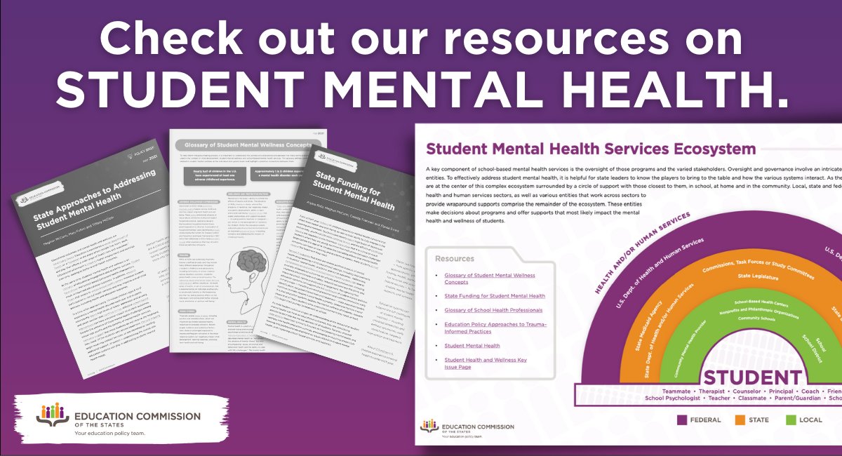 EdCommission's tweet photo. This Policy Outline illustrates the ecosystem of agencies that support student #MentalHealth and includes examples from six states!
Read it now๐ https://t.co/6EpsXolu7G
Don't forget to join us at #PFS2021 webinar on student #MentalHealth ๐https://t.co/gY4r623GRc https://t.co/LjfMe8lYfg