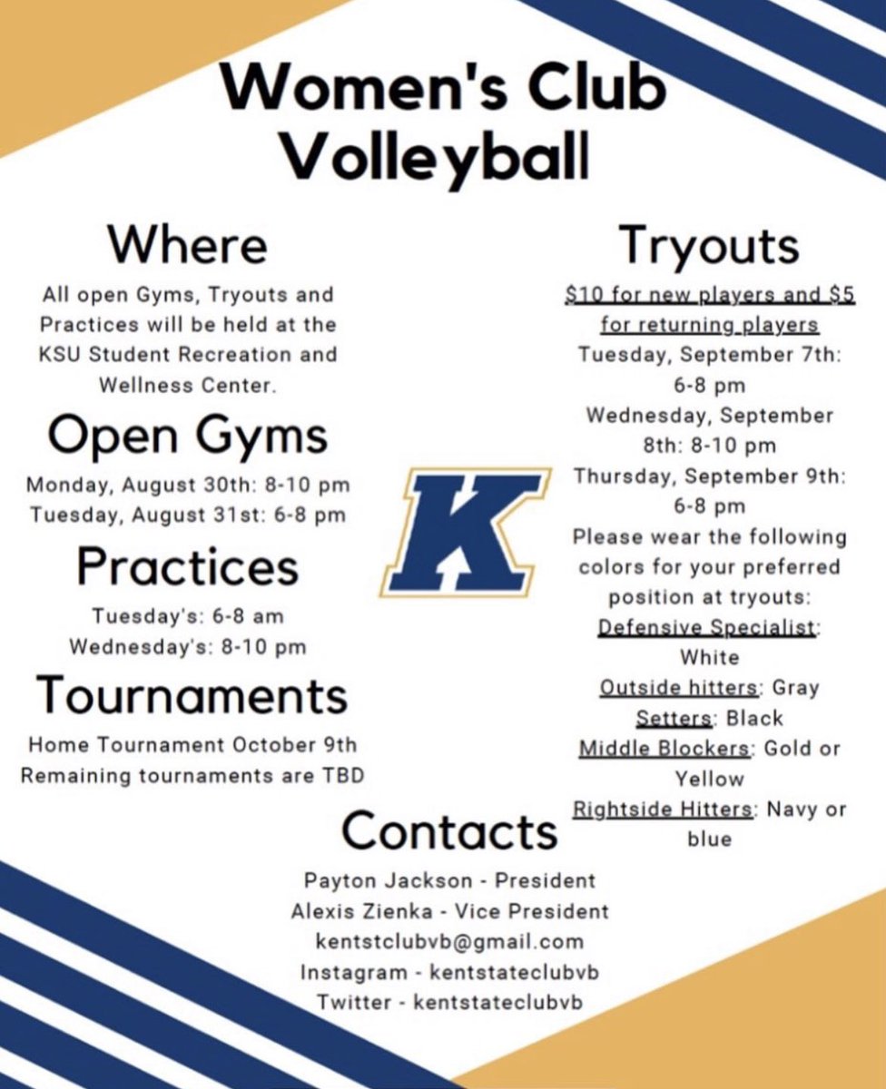 KentStateClubVB's tweet photo. Important dates for upcoming fall 2021 season! https://t.co/H3XbDWzWDn