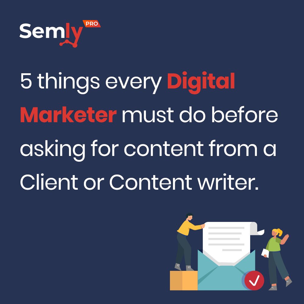 SemlyPro's tweet photo. #Content creation for #DigitalMarketing:
1. Set a traffic goal for each piece
2. #Keywordresearch
3. Decide CTA
4. Write for a #userpersona
5. Create content calendar with Brief template and goal traffic sheet.

For more - https://t.co/QMMSVndLXf https://t.co/E3ITYcnFCN