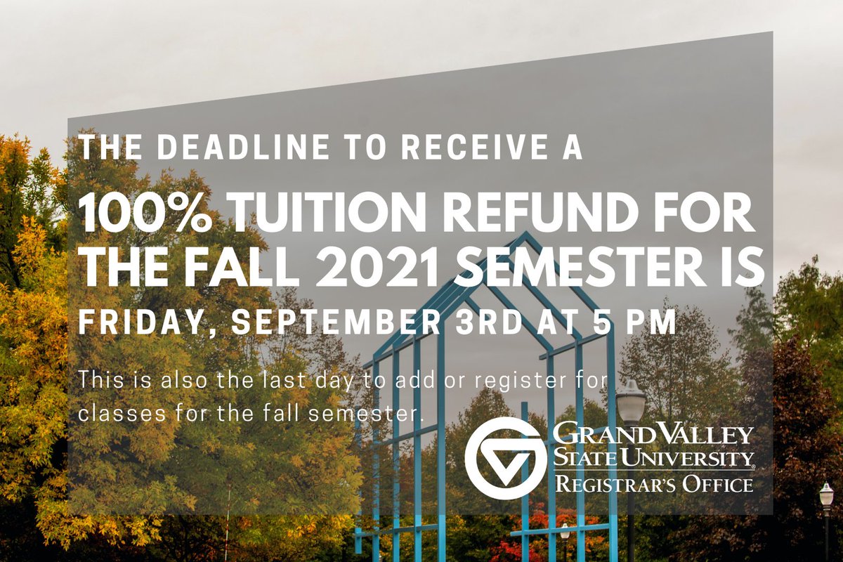 Happy First Day of Classes, Lakers! Just a reminder: there are a couple deadlines quickly approaching for the fall semester. A thread /1

The 100% tuition deadline and the last day to add classes to your fall schedule is 9/3 at 5 PM
