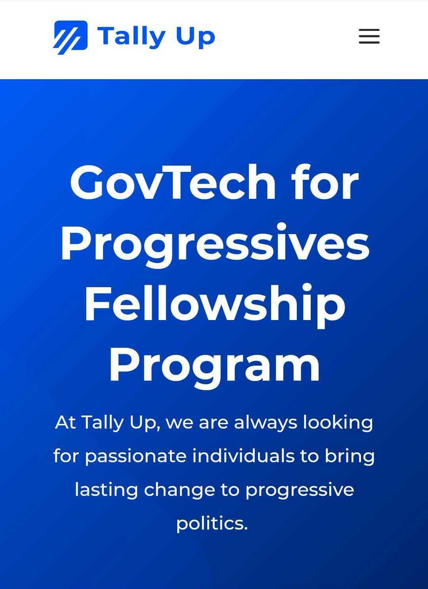 GetTallyUp's tweet photo. 📣  Last day to apply for our GovTech for Progressives fellowship program ⏰

We have opportunities in Product, Tech, Research, Sales, and Marketing! Applications are due by 11:59PM PT tonight.

https://t.co/f1W1jeb7UC https://t.co/fT57stHbyk