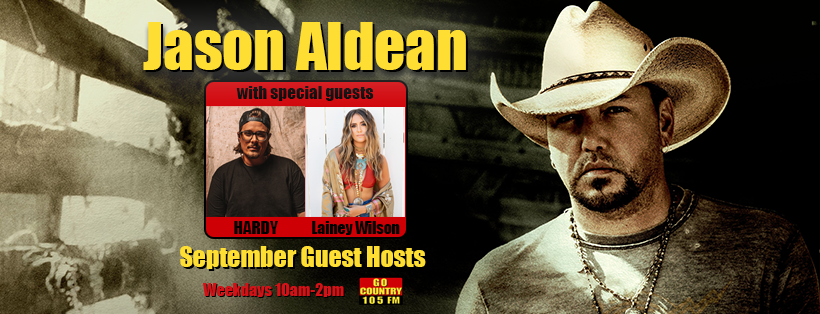 Go Country 105 (@gocountry105) on Twitter photo A big welcome to September guest host <a href="/Jason_Aldean/">Jason Aldean</a> with special guests <a href="/HardyMusic/">HARDY</a> and <a href="/laineywilson/">Lainey Wilson</a>! go105.com/2sR9cxp A big welcome to September guest host <a href="/Jason_Aldean/">Jason Aldean</a> with special guests <a href="/HardyMusic/">HARDY</a> and <a href="/laineywilson/">Lainey Wilson</a>! go105.com/2sR9cxp