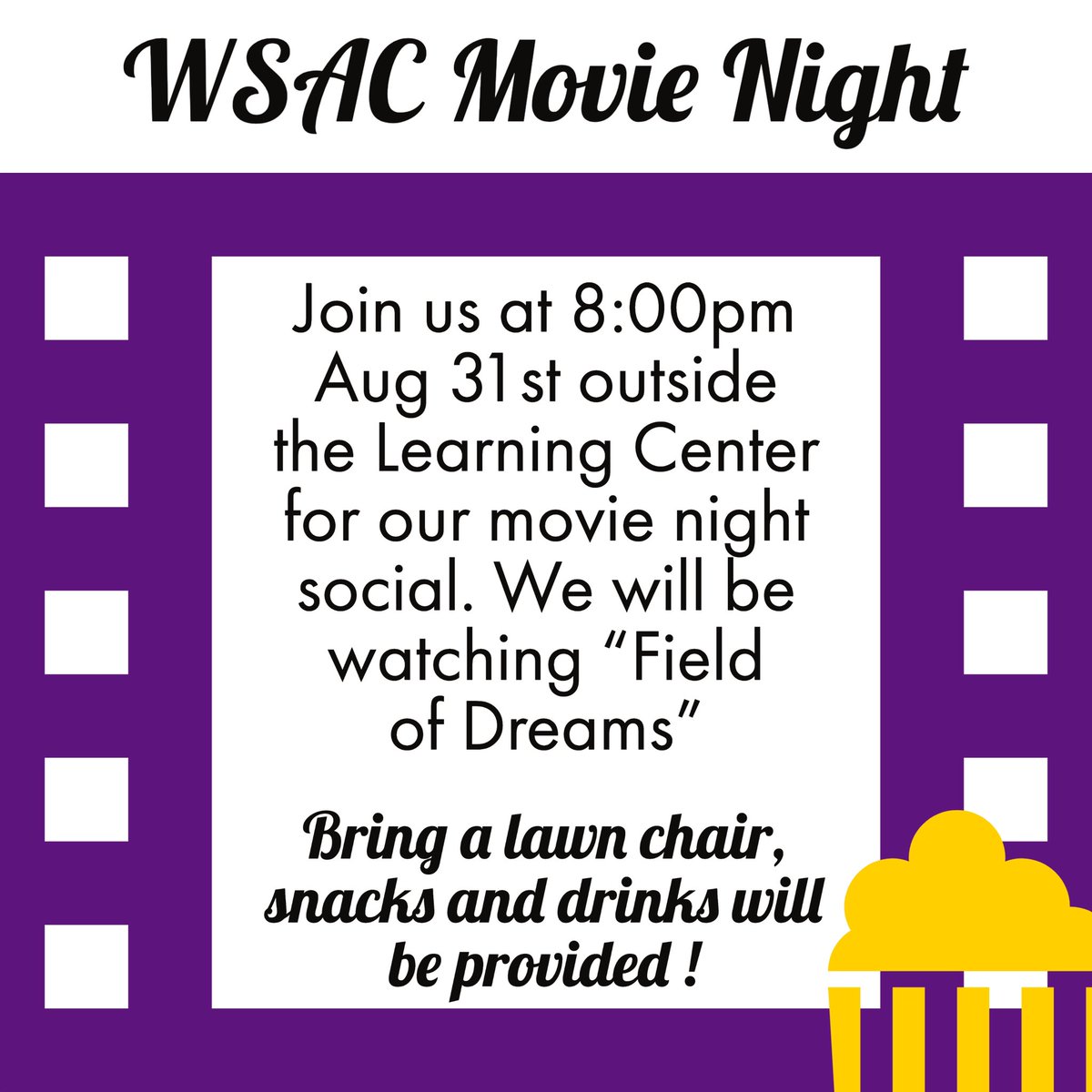 Join us for our movie night! We will be projecting the movie on the side of the Agronomy Learning Center.