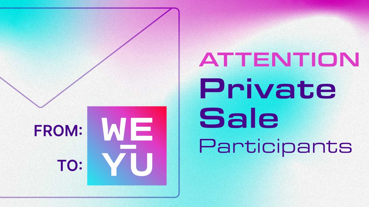 WEYU (@weyuofficial) on Twitter photo If you were lucky enough to buy $WEYU in the Seed or Private Sale Round you should check your E-Mail for information on how to claim your $WEYU tokens🚀
This email is not for Private Sale Lottery winners.
$WEYU #WEYULAUNCH <a href="/PancakeSwap/">PancakeSwap</a> If you were lucky enough to buy $WEYU in the Seed or Private Sale Round you should check your E-Mail for information on how to claim your $WEYU tokens🚀
This email is not for Private Sale Lottery winners.
$WEYU #WEYULAUNCH <a href="/PancakeSwap/">PancakeSwap</a>