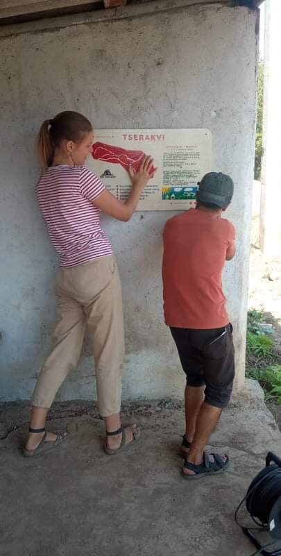 OneCaucasus's tweet photo. Saying goodbye to One Caucasus volunteers. 
Their legacy lives on: map of Tserakvi created with the local children during cartography workshops and new community benches.
Thank you for your commitment and co-creating #OneCaucasus 2021! https://t.co/9xCwrWyHCj