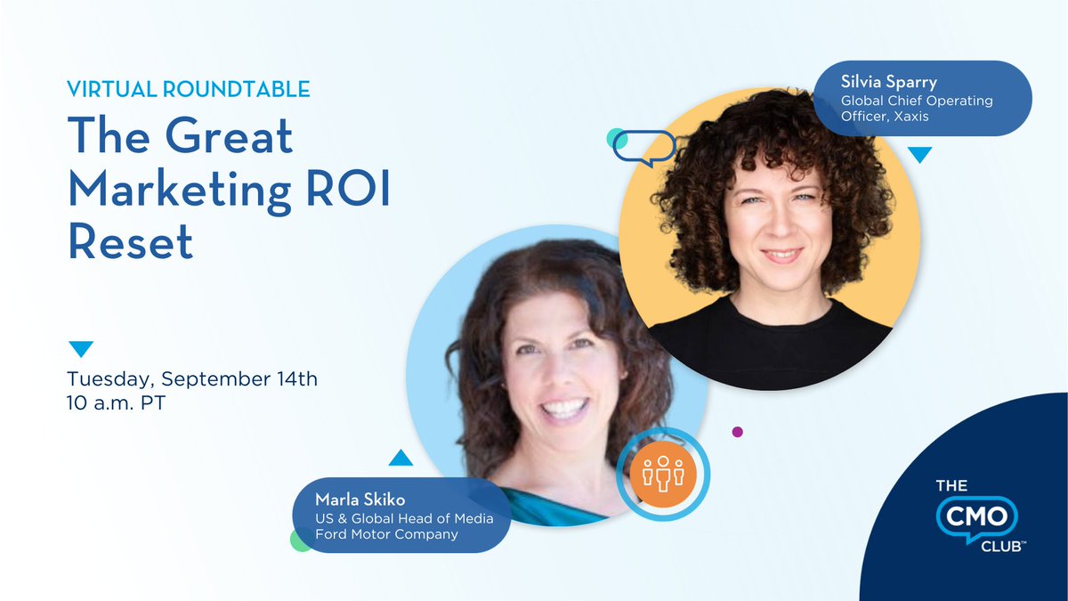 💻 Join <a href="/mskiko/">marla skiko</a>, US &amp; Global Head of Media at <a href="/Ford/">Ford Motor Company</a>, and Silvia Sparry, Global COO,<a href="/XaxisTweets/">Xaxis (no longer active, follow @GroupMWorldwide)</a>, for this #CMOclub virtual roundtable as they explore what it means to take an outcome-based approach to marketing programs and media investments. bddy.me/3mKVzLn