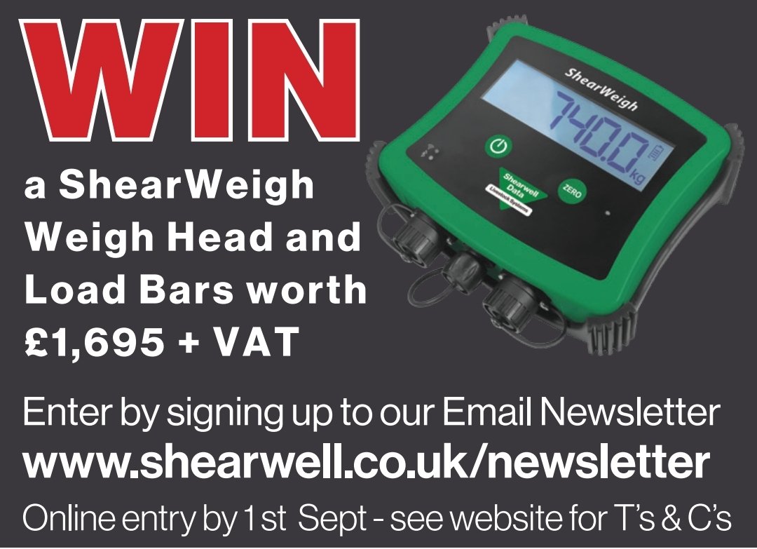 Time is running out to be in with a chance of winning our new ShearWeigh Weigh Head &amp; Loadbars with over £1695.00!! 
Sign up to our Newsletter now.... shearwell.co.uk/newsletter?ema…
#WinIt #ShearwellComp #ShearWeigh