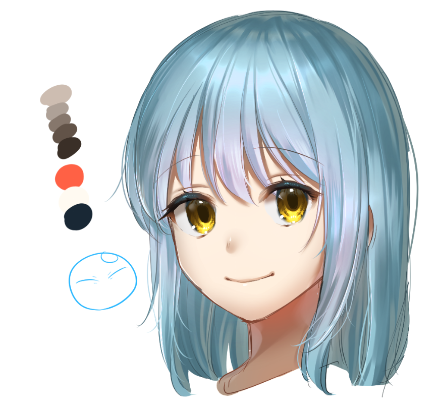 仕事に疲れて気分転換に色塗り講座したらリムル様が出来上がった めっちゃ忙しいだこのイラスト