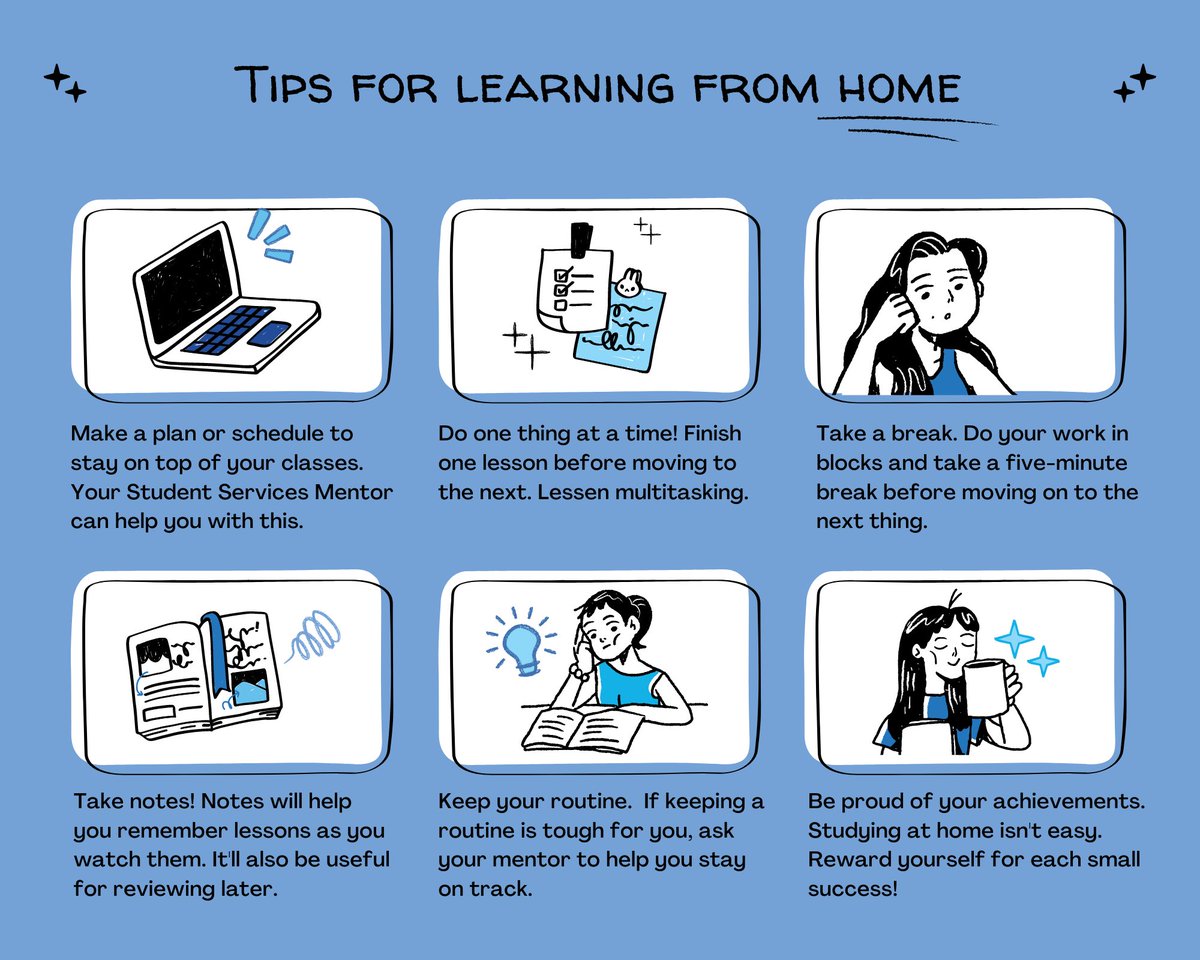 MHAcad's tweet photo. Here are some of our favorite tips to help you succeed in online school. What tips do you like to practice learning from home?

#utahonlineschool #uted #mountainheightsacademy #digitallearning #onlinelearning #education #elearning #remotelearning #onlineschooltips https://t.co/c639lsR8Fw