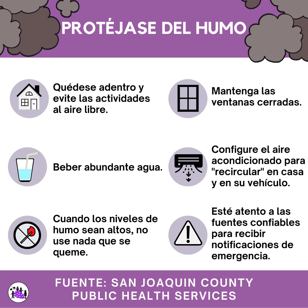 Help protect yourself &amp; your family from smoke during this wildfire season. Our thoughts are with those impacted by the deadly wildfires raging in our state.❤️ <a href="/sjcphs/">SJCPHS</a> <a href="/SJC_OES/">San Joaquin County Office of Emergency Services</a> <a href="/ValleyAir/">Valley Air District</a>