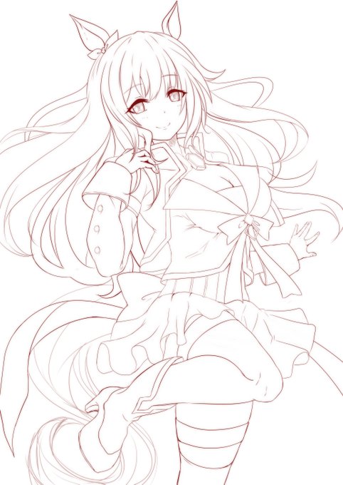 マルゼンスキー描き始めたので、線画の進捗アップ 