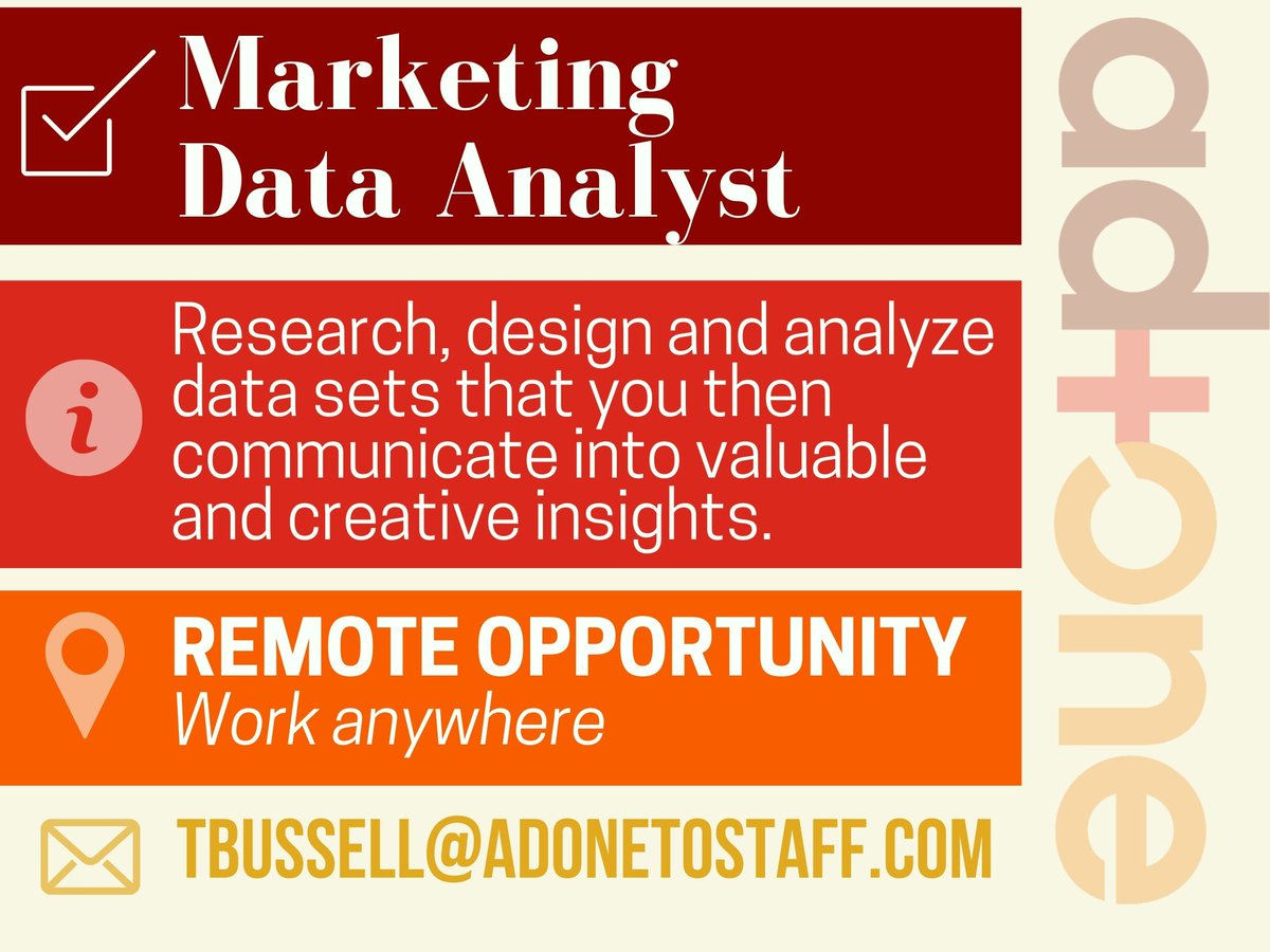 adonetostaff's tweet photo. Message Tyler TBussell@adonetostaff.com
View the job: https://t.co/6HnRBcpHLb 
#dataanalysis #analytics #insights #datasets #miningdata #deliverresults #storyteller #humantouch #remoteopp #WFH #remoteroles #hiringremotely #advertising #Media #Marketing #adonetostaff https://t.co/gaPHd1iIQt