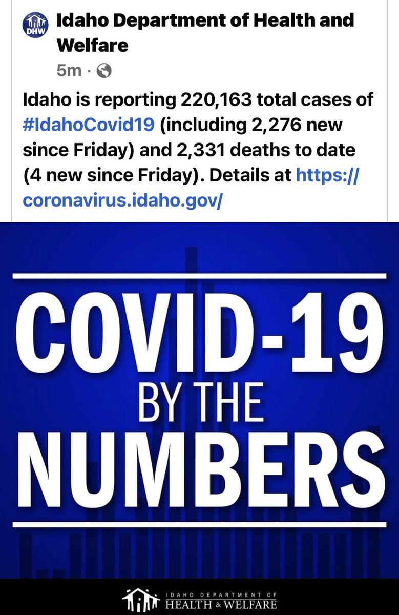 New #idahocovid19 numbers: