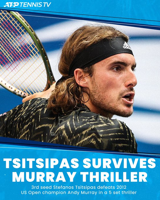 S. Tsitsipas beats A. Murray at the US Open 2021. ( Photo: Twitter: @USOpen )