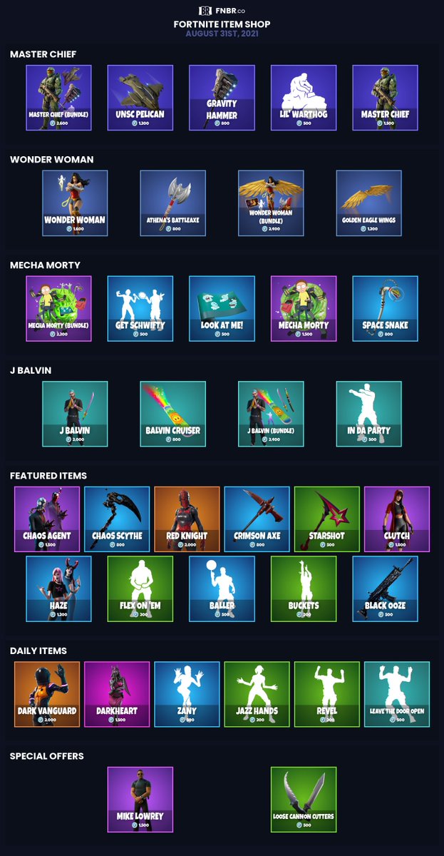 Fnbr Co On Twitter Fortnite Item Shop For August 31st 2021 Https T Co Nxpckxmqqb Set Personalised Reminders On Our Ios App Https T Co 2kmeb0k4z0 Https T Co 3qsbgmnlmp