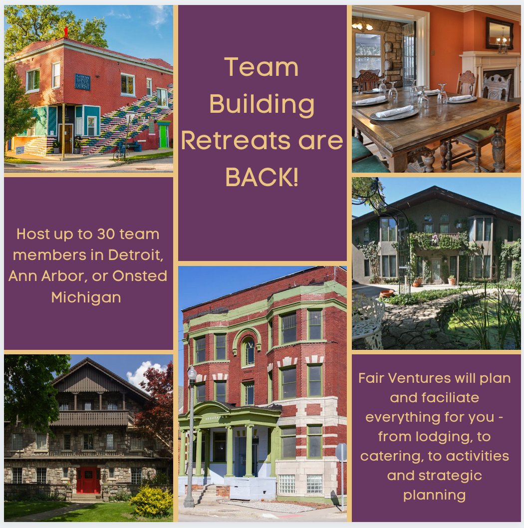 FairVenturesDet's tweet photo. ⭐ TEAM BUILDING AND LEADERSHIP OFF-SITES ARE BACK! ⭐ (In person in Michigan and hybrid/virtual options available!)

Let us plan an event for your team that will free up space for creativity, strategic thinking, innovation and warmth. We will handle ALL of the details - from l https://t.co/XamjyRYD7n