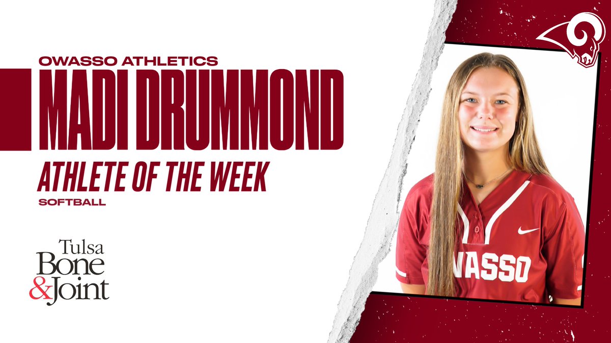 OwassoAthletics's tweet photo. 🥎 @tulsabone_joint Athlete of the Week
Madi Dummond

#CHAMPIONS | #RamPride https://t.co/oVV7anzjbR