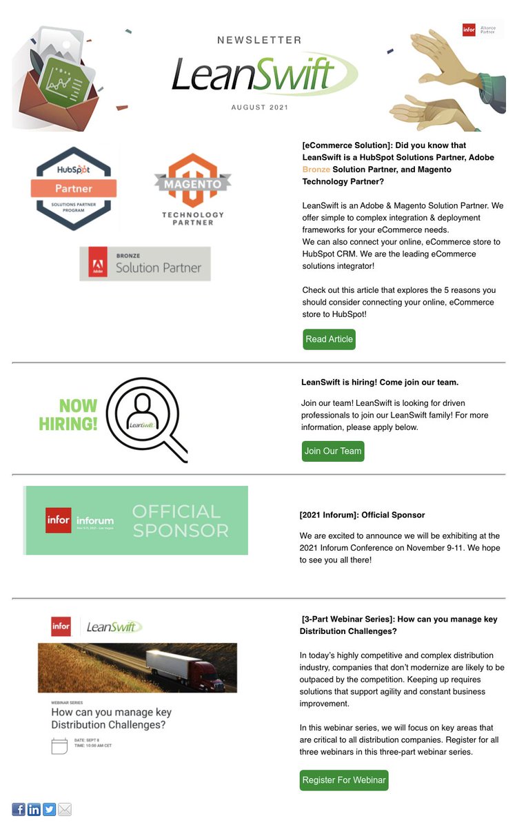 LeanSwift's tweet image. Check out LeanSwift's August 2021 Newsletter. This edition is full of the latest ERP industry news &amp;amp; the exciting work LeanSwift is doing.

If you haven't done so already, please subscribe to our newsletter so you don't miss out!