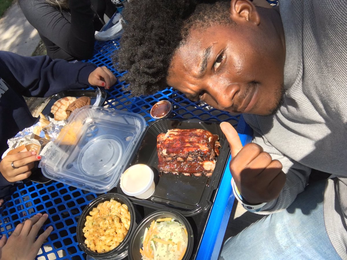 STUCOachQ's tweet photo. Started something with our @NimitzFootball1 #linebackers this year. #CoachQ buys lunch for the linebacker with the biggest impact during #FridayNightLights. Congrats to #JdenHall on having the biggest impact with #5solotackles and #2sacks. #AllN #Uncommon #ribs #hardwork #paysoff https://t.co/FS5F5UiT9c