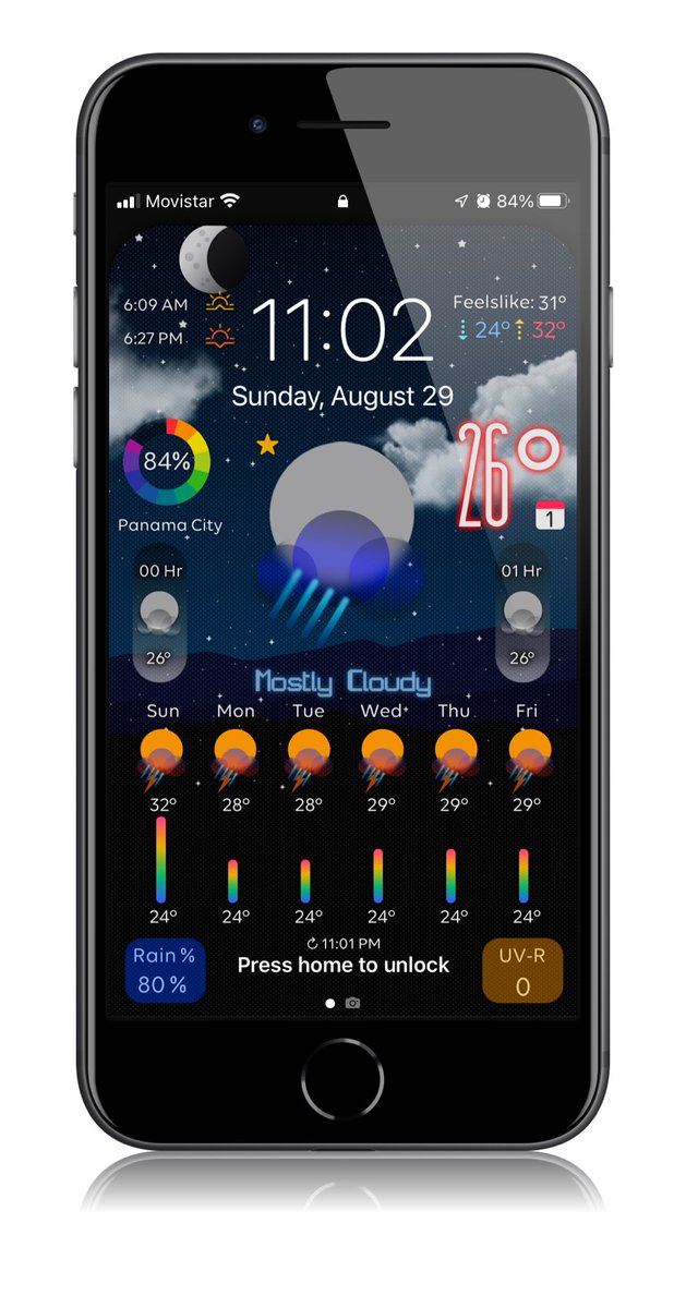 Casatti20's tweet photo. Weather HTML 2.0 on iOS 15 beta 7 by: @thewaytozion
Weather icons by: @apodo_
Additional thanks to @kleinmone to help me editing the theme.
Theme LS iPhone8 Day-Night time. daily forecast and next two hours forecast.
#apple #iphone #weathertheme #appletheme #WeatherForecast https://t.co/J0JqNZ5Bmq