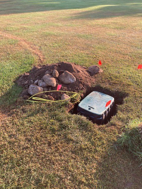 Over 16,000 ft of wire pulled in.  27 valves removed and new ones installed.  A few minor repairs had to be made.  Rainbird IC System upgrade.  At least the digging wasn’t that bad!  <a href="/DolTurf/">DolTurf</a> <a href="/VBIrrigation/">Vanden Bussche Irrigation</a>