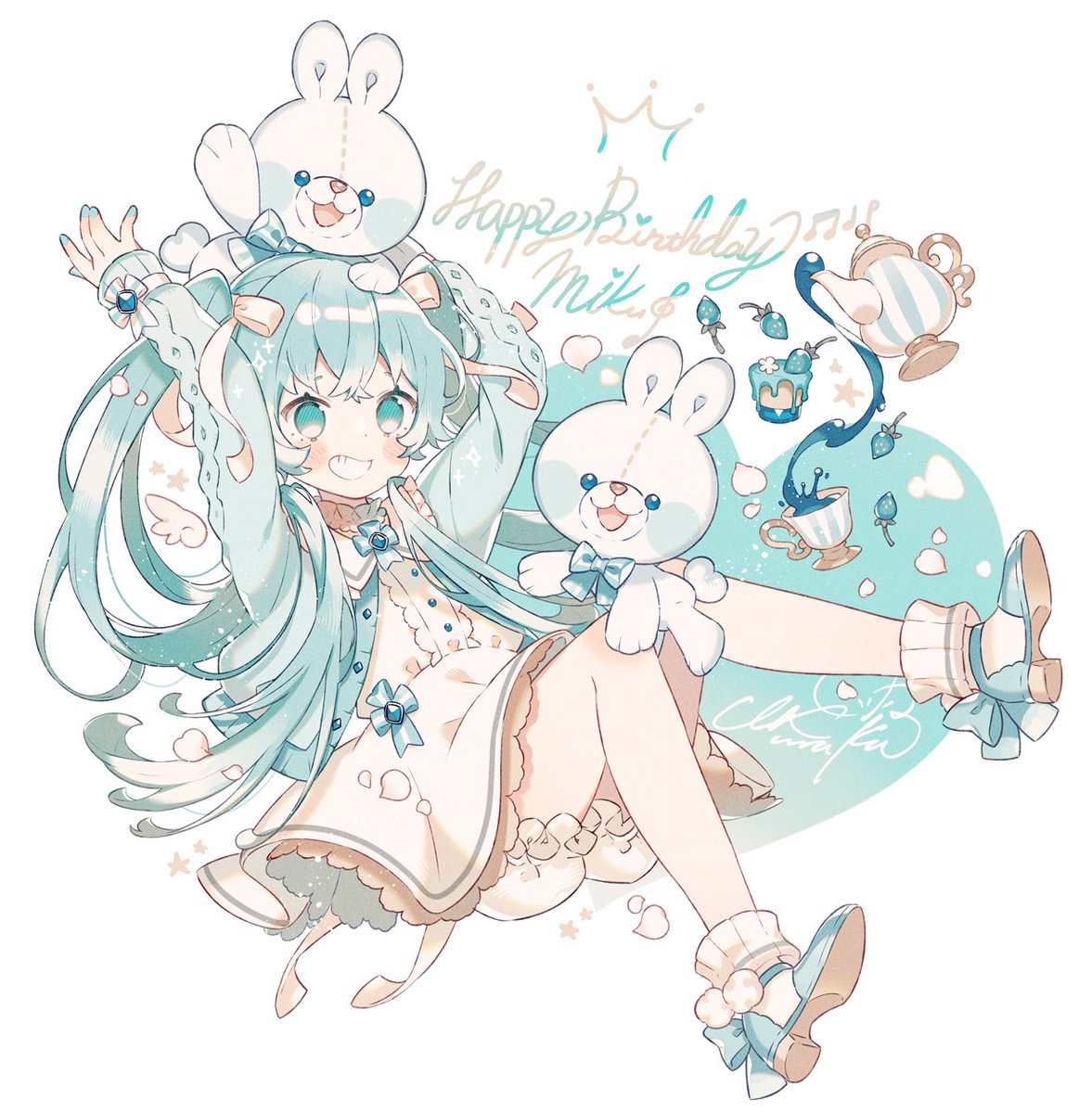 初音ミク 「Happy Birthday MIKU♡

#初音ミク生誕祭2021 
#初音ミ」|上倉エク┆2nd画集発売中のイラスト