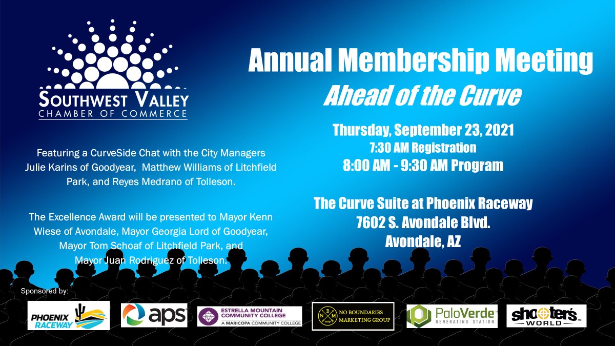 Less than a month away from our Annual Membership Meeting! This is an event you won't want to miss! Spots are filling up fast, register today.  👇
ow.ly/20wy50G16Hz 
#SWValleyChamber #MembershipMeeting #mychamberrocks