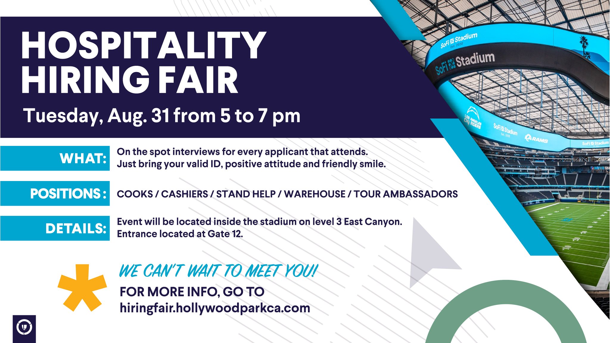SoFi Stadium on Twitter "We have our next hiring fair tomorrow, August