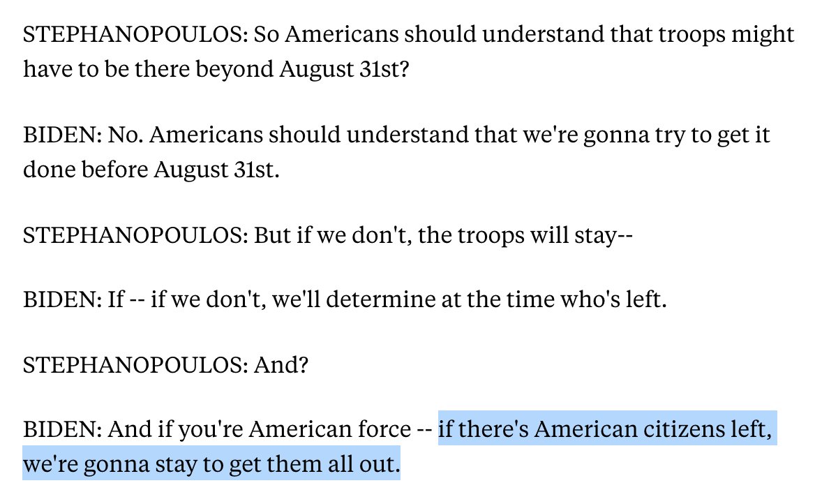 John Mccormack On Twitter President Biden On August 19 If There S American Citizens Left On August 31 We Re Gonna Stay To Get Them All Out Https T Co 2rtpvuhudi Https T Co Hjy6vookiv