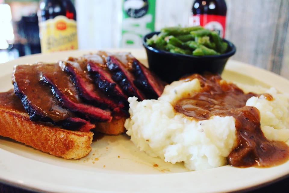 Gravy is essential for our open-faced brisket sandwich!