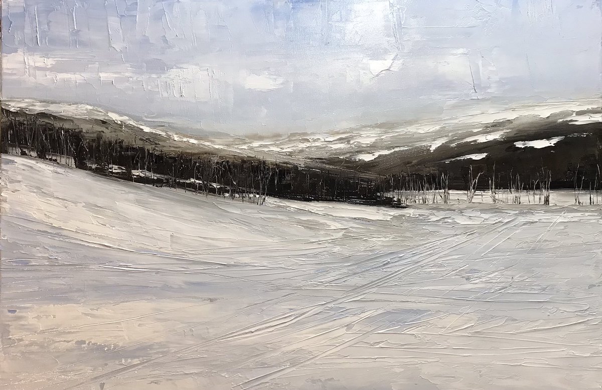 daiwillart's tweet photo. Snow Covered Fields on Resolven Mountain Looking Down the Vale of Neath 30in x 24in oil on canvas #winterlandscape #oilpainting #snowfields #snowmountains #valeofneath #landscapeart @Welsh_art https://t.co/ZnkDV9jxP6