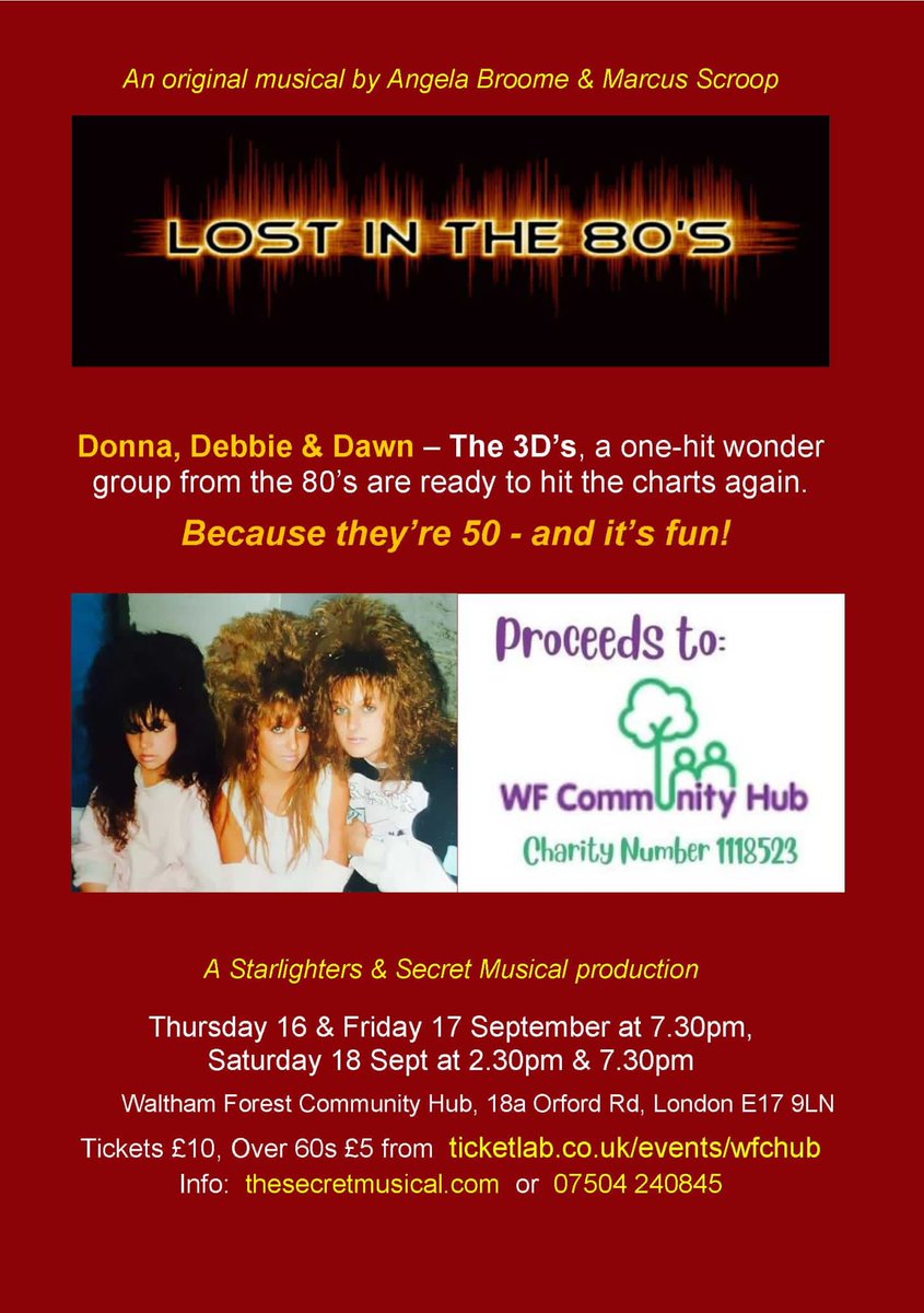 Catch our next show 16-18th Sept.  Raising money for <a href="/wfchub/">WF Community Hub</a> to support their work with senior citizens. ticketlab.co.uk/events/wfchub
#theatre #musicaltheatre #seniors #community