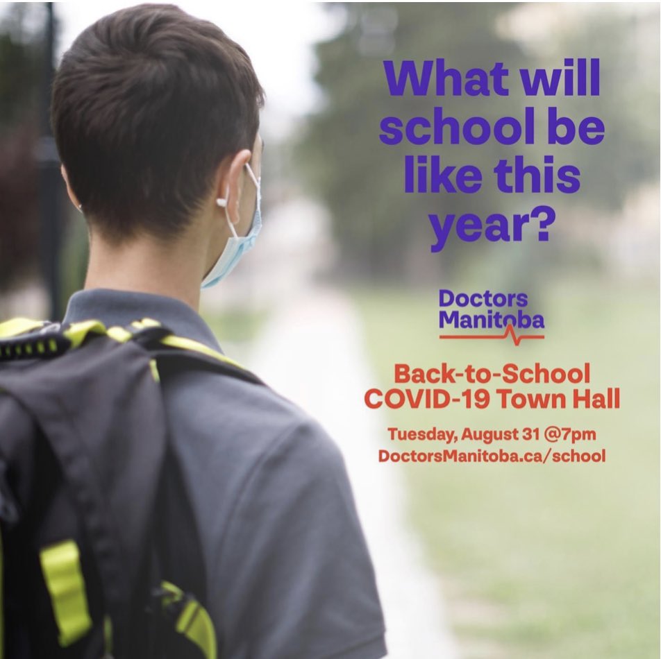 School will look a bit different, but with proper protocols in place, students will be safe.
Do you have Qs or concerns? Join us on Tues for a Back-to-School Town Hall. A panel of pediatric experts will answer your questions.
Submit questions here: DoctorsManitoba.ca/school