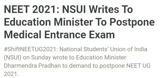 iamcharchit's tweet photo. #shiftNEETUG2021 
#shiftNEETUG
@dpradhanbjp 
@aajtak 
@ndtv
@PMOIndia 
@BJP4India https://t.co/AhKGskSDjQ