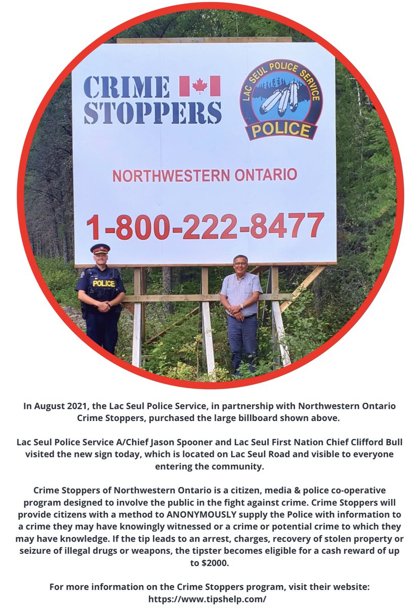 **COMMUNITY NOTICE** <a href="/LacSeulPS/">Lac Seul Police Service 🇨🇦</a>