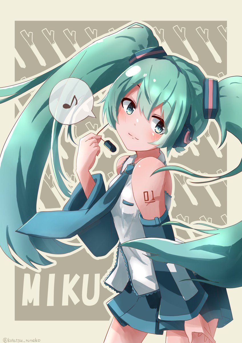 hatsune miku 1girl dress solo long hair twintails musical note head wreath  illustration images