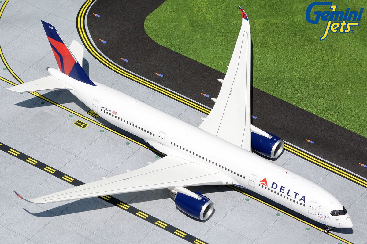 GeminiJets's tweet photo. JUST LANDED! @GeminiJets 1:200-scale @Delta A350-900 N502DN "The Delta Spirit," item G2DAL997. Buy it now from a GeminiJets retailer! See the list at https://t.co/bUC4bLw6Kz ✈️#GeminiJets #Gemini200 #DeltaAirLines #Delta #Airbus #A350 #TheDeltaSpirit https://t.co/ZlxGtoXPkT