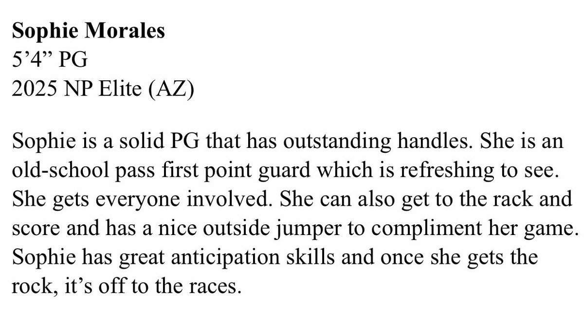 Sophie Morales (@sophiedmorales) on Twitter photo Thanks for the write up <a href="/JrAllStarAZ/">Arizona Jr. All-Star GBB</a>. I know all these girls and it's an honor to be mentioned with them. They all can go. <a href="/DipuccioMia/">Mia DiPuccio</a> @ivybballin <a href="/HeatherStedman8/">Heather Stedman</a> <a href="/RSword19/">RylieSword19</a> <a href="/00oliviaowens/">Olivia Owens</a> Thanks for the write up <a href="/JrAllStarAZ/">Arizona Jr. All-Star GBB</a>. I know all these girls and it's an honor to be mentioned with them. They all can go. <a href="/DipuccioMia/">Mia DiPuccio</a> @ivybballin <a href="/HeatherStedman8/">Heather Stedman</a> <a href="/RSword19/">RylieSword19</a> <a href="/00oliviaowens/">Olivia Owens</a>