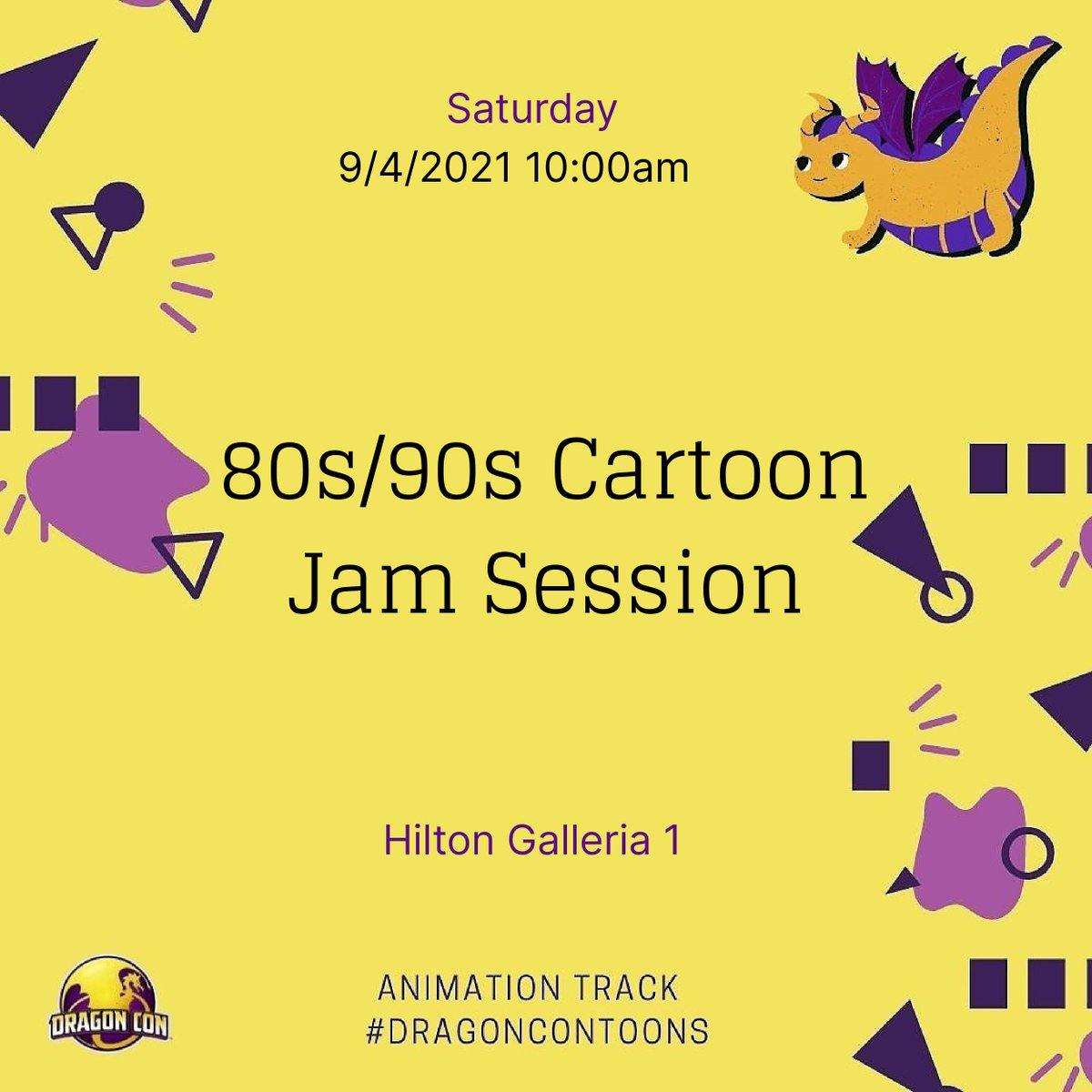 dragoncontoons's tweet photo. Saturday panels in Hilton Galleria 1:
🖊 Art &amp; Animation Industry Tools w/@deltatangomike 
🎸 80s/90s Cartoon Jam Session 
🌌Cartoons in Space! ' w/ @osborneanim, Kevin Grazier, Bill Keel
📺XDR w/Marc Smazik, Jess M

- Full schedule on the #DragonCop app! #DragonConToons https://t.co/eE2tqzL70l