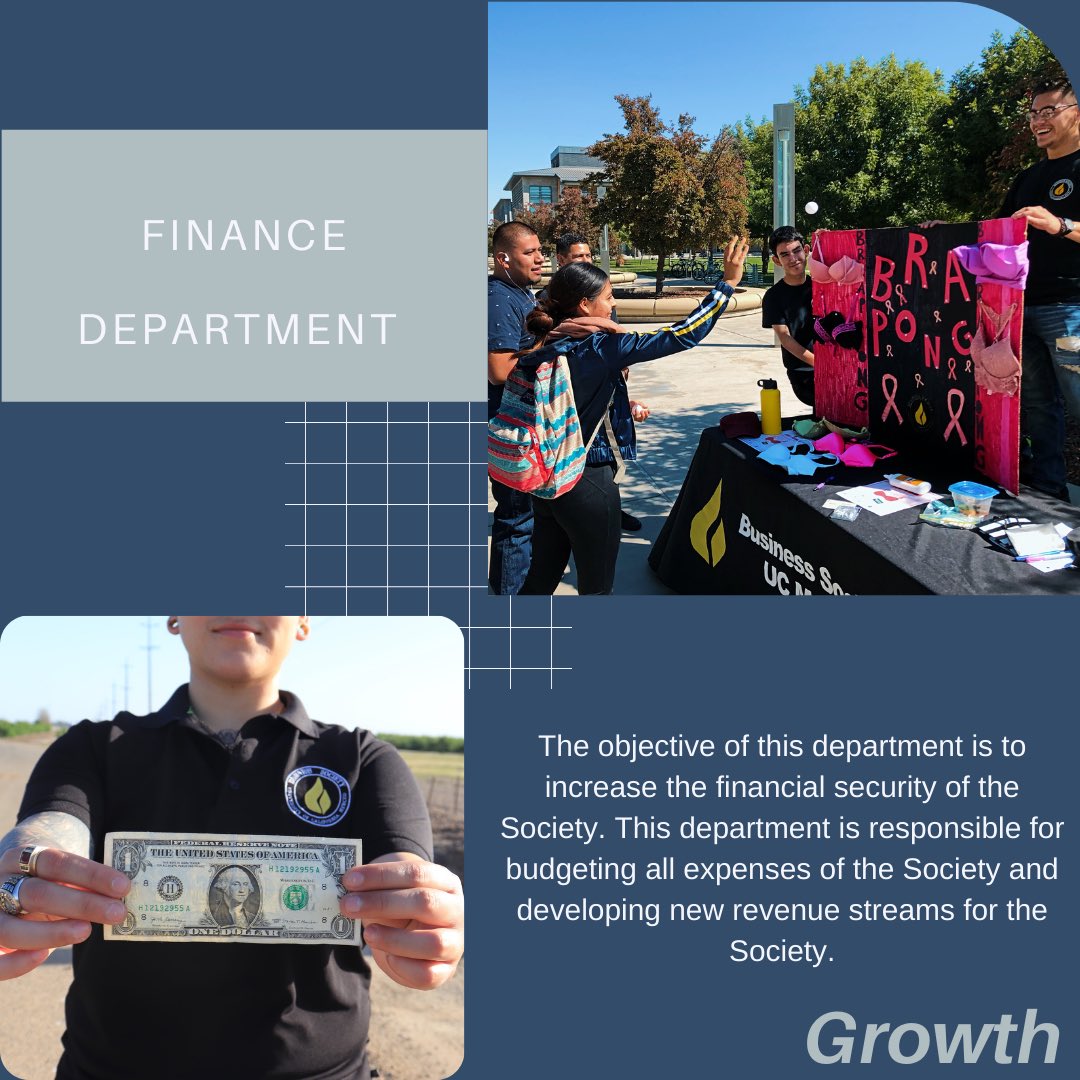 DAY 3: FIND YOUR PATH!🌐👥  Business Society prepares first generation students for the 21st century business world. We strive for professionalism and instill these values in our members. All majors are welcome to apply! Slide to learn about our Finance department!