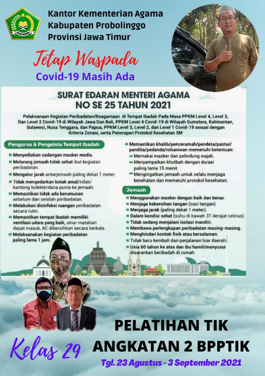 ZainYazid's tweet image. Selasa, 31 Agustus 2021
“PELATIHAN TEKNIS BIDANG TIK BAGI PENYULUH AGAMA ANGKATAN II 23 AGUSTUS – 03 SEPTEMBER 2021”
#Kelas29 #BPPTIK #PenyuluhAgamaIslamBergerak
@naifadnan