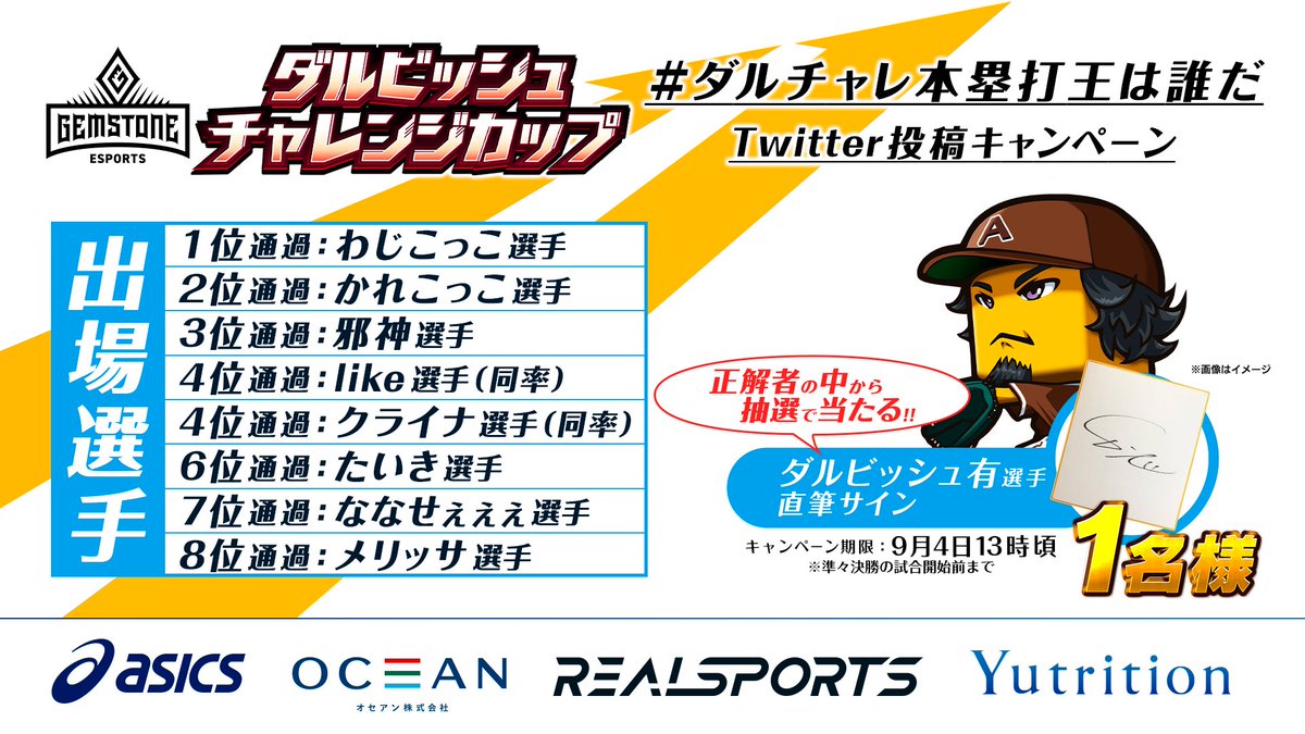 GEMSTONE ダルビッシュチャレンジカップ」決勝大会でキャンペーン開催