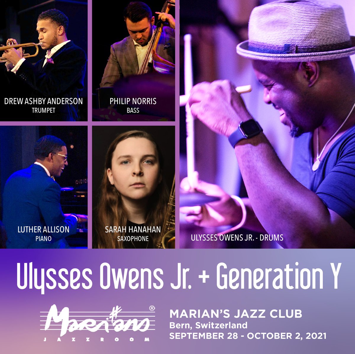 Ulysses Owens Jr. (@ulyssesowensjr) on Twitter photo EUROPE!!
So excited to be heading to Switzerland with my band Sept 26-October 2nd <a href="/MariansJazzroom/">Marians Jazzroom, since 1992</a> with “GEN Y!”
#AroundtheWorldwithU EUROPE!!
So excited to be heading to Switzerland with my band Sept 26-October 2nd <a href="/MariansJazzroom/">Marians Jazzroom, since 1992</a> with “GEN Y!”
#AroundtheWorldwithU